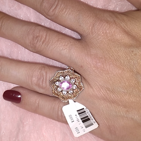 Sold ILAKAKA Hot Pink Sapphire Diamond Accent Vermeil Gold Cocktail Ring - Picture 2 of 9